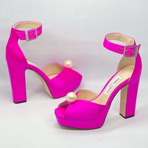 Jimmy Choo Socorie 120 Satin Platform Sandals size 37.5 - Picture 12 of 15